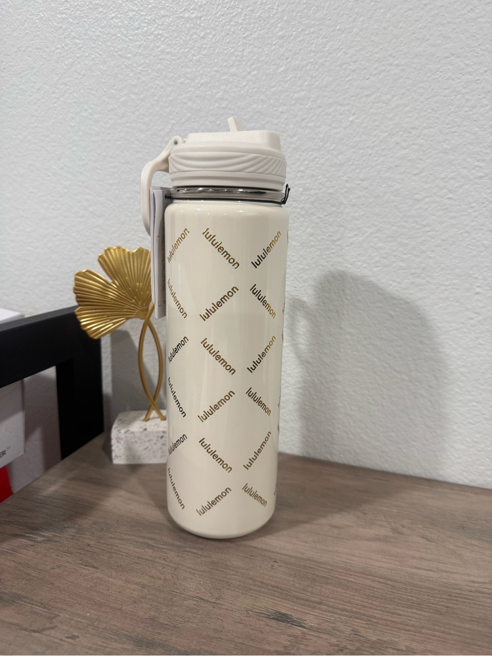 lululemon athletica Cream Insulated Water Bottle with Logo Print